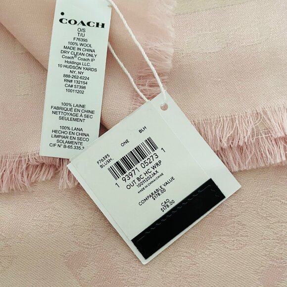 COACH BLUSH PINK LOGO SCARF- TAGS ON - Picture 3 of 5